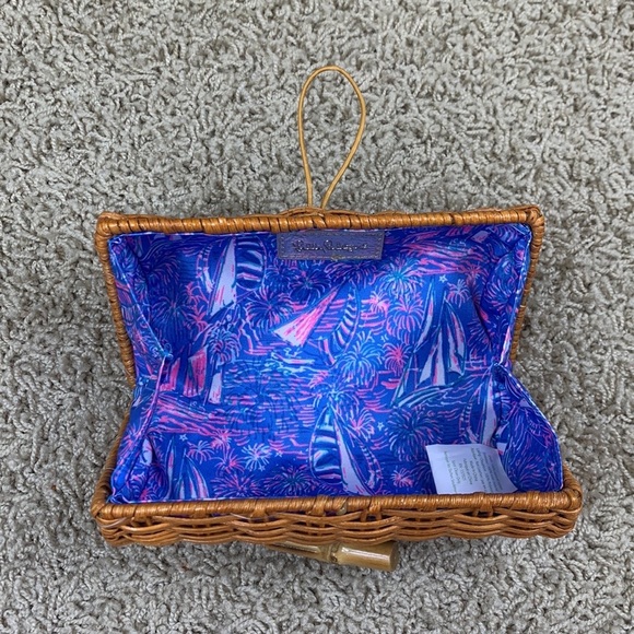 NWT Lilly Pulitzer GWP wicker case boca blue sailabration - Picture 3 of 6